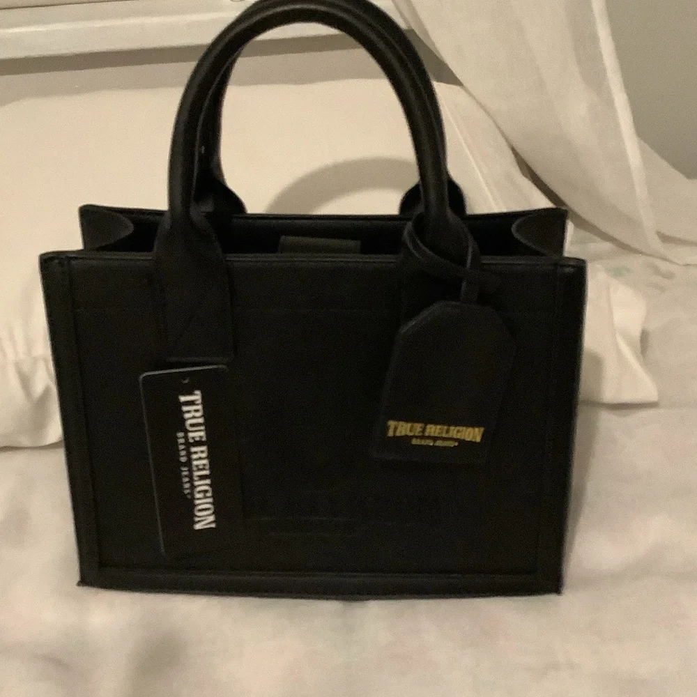 True Religion Black Leather satchel new with tag